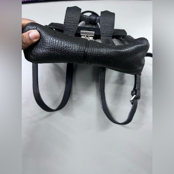 3.1 Phillip Lim Pashli Satchel Bag Black Pebble Leather Metallic Textured - Picture 5 of 13